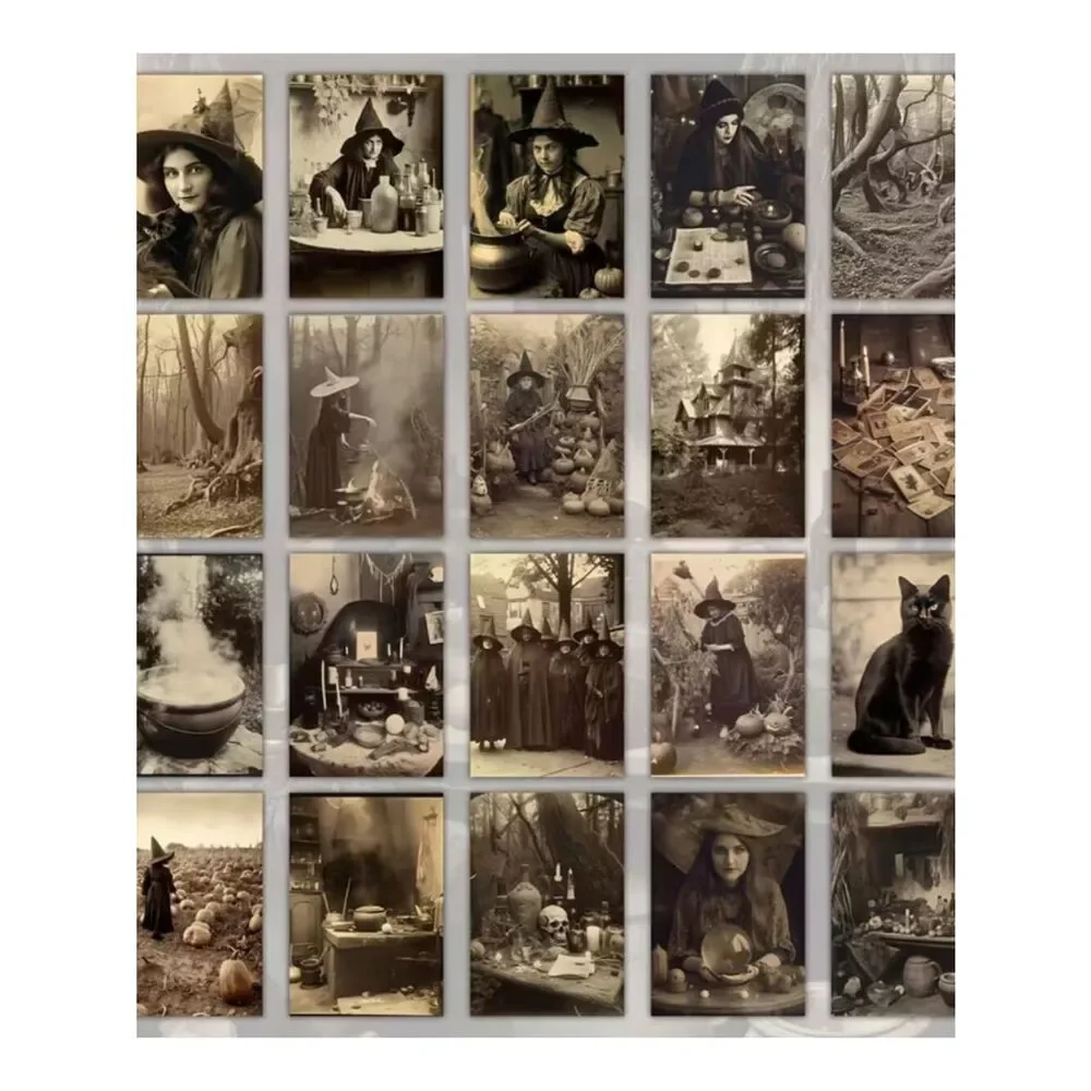 NWT 20pc Vintage Witch Postcard Set Halloween Journal Ephemera Aesthetic